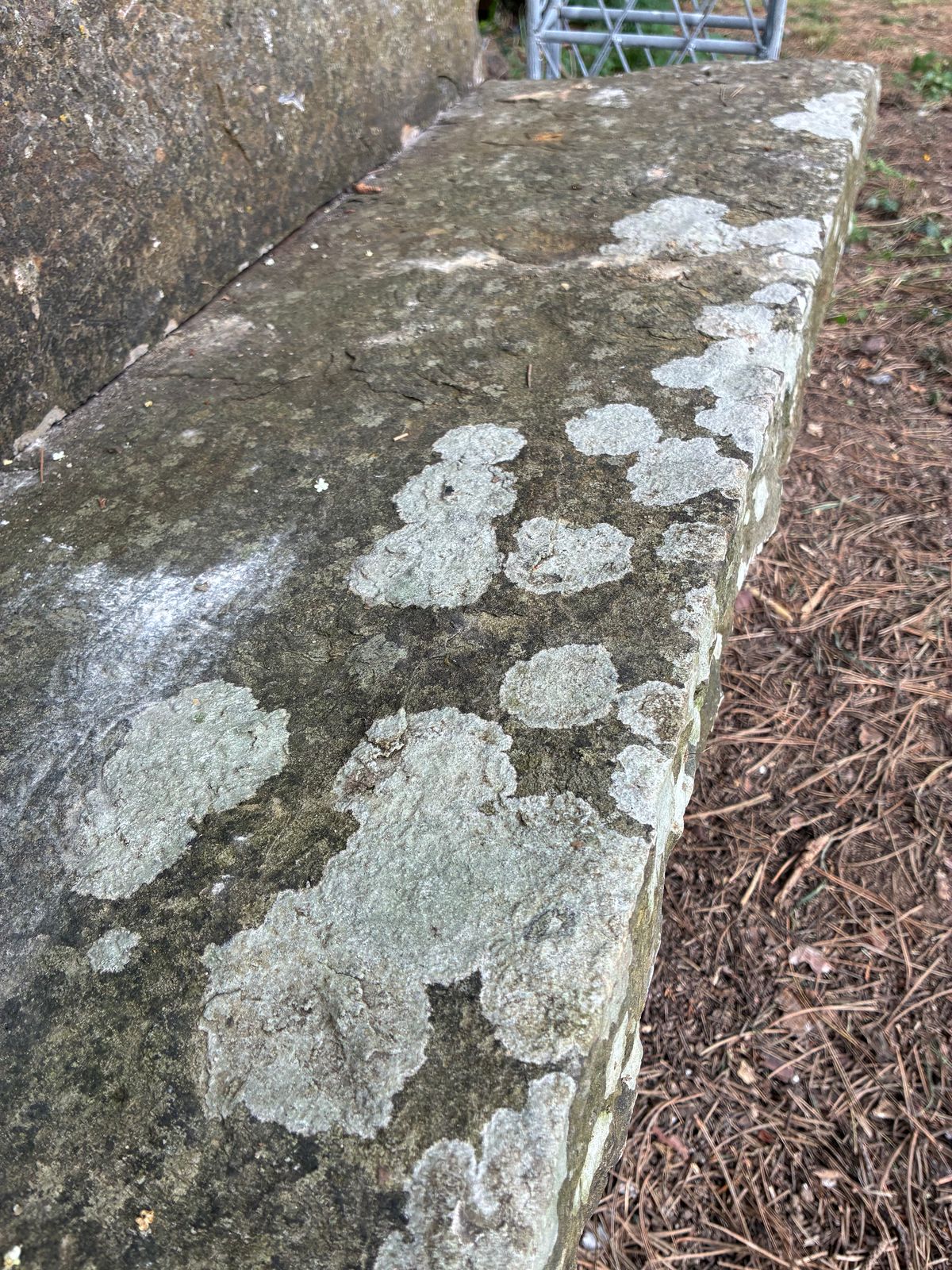 photo vintage Antique Carved Stone Slab Bench Hand Made Weathered Stone Bench