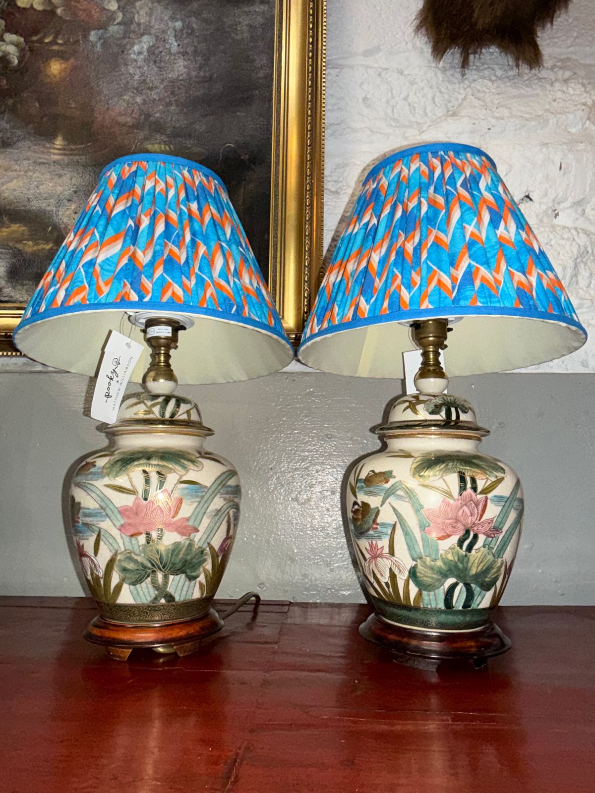 Pair Or Oriental Porcelain Ginger Jar Vase Lamps Table Lamps photo for sale