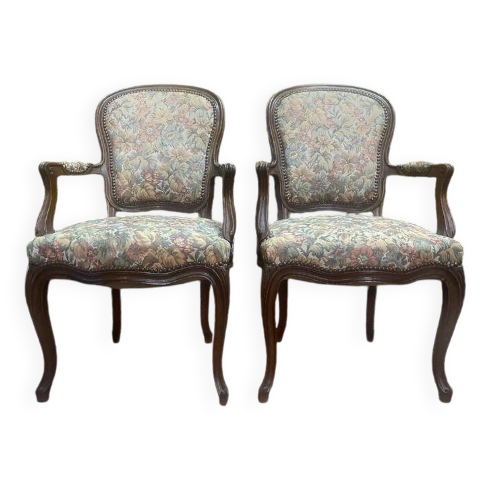Pair Of Louis XV Style Oak Armchairs