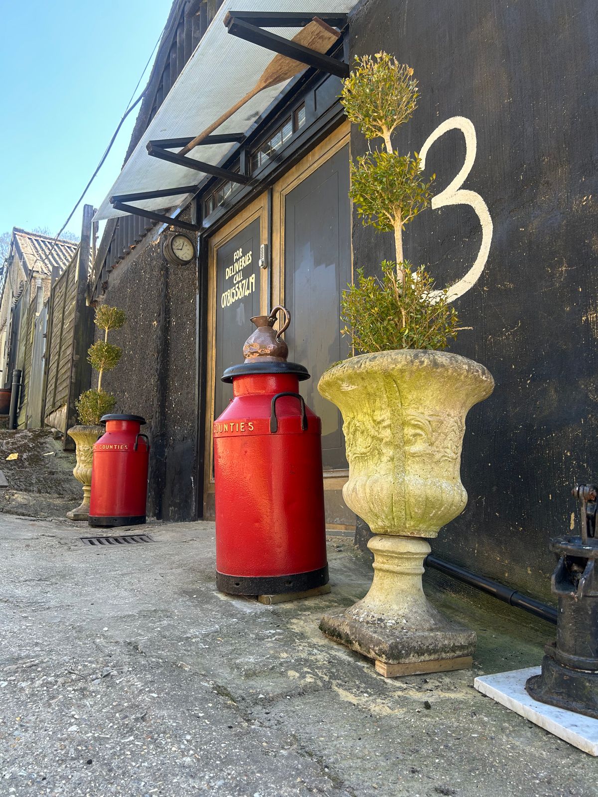 Pair Of Urns Planters And Cloud Trees Antique Greek Style Garden Urns
