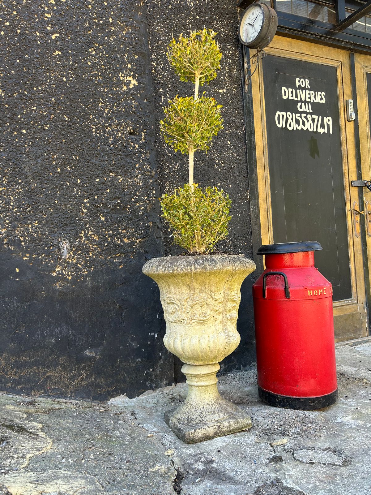 Pair Of Urns Planters And Cloud Trees Antique Greek Style Garden Urns photo 250.0