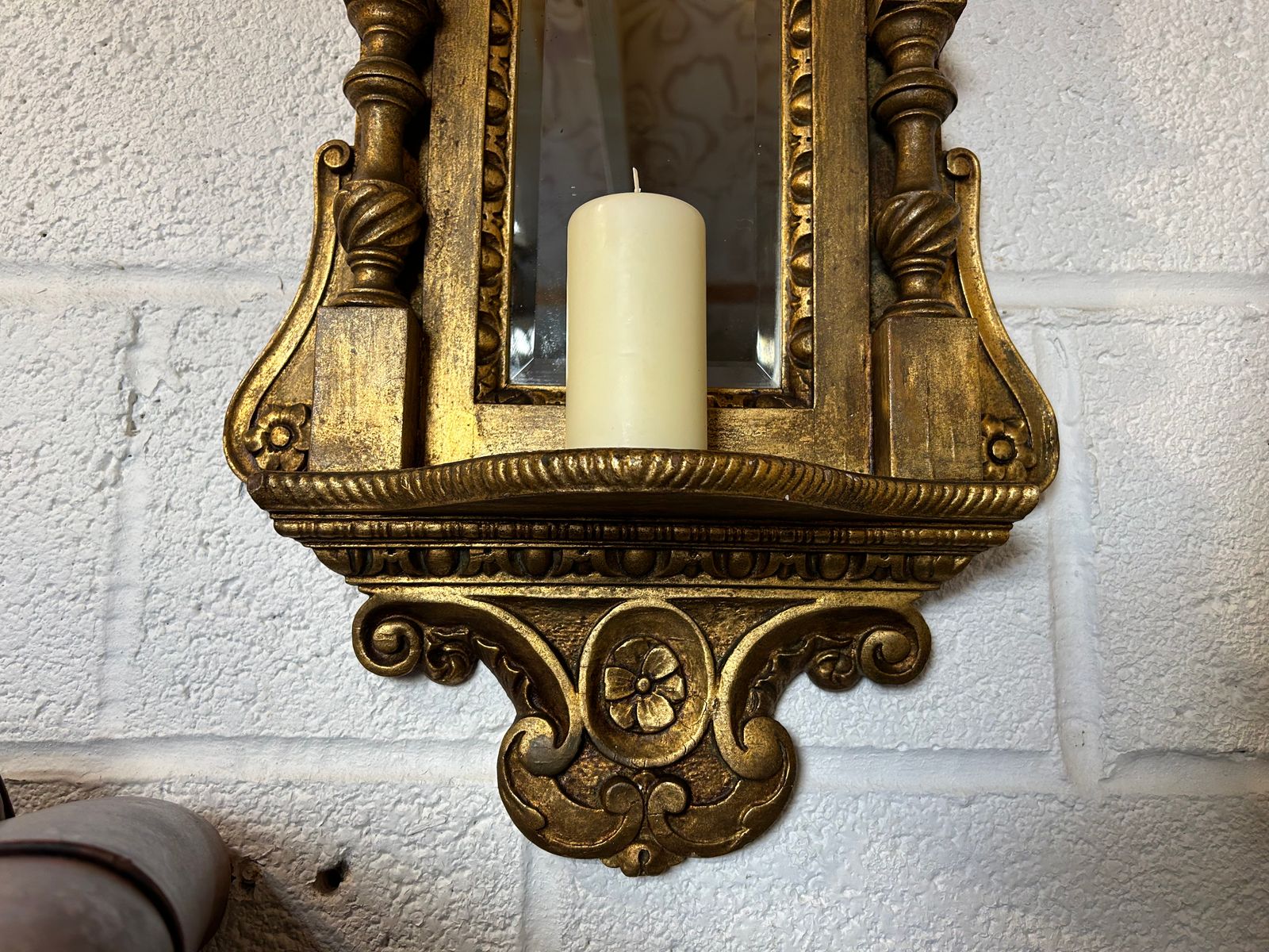 Antique French Style Gilt Wall Mirror Vanity Mirror Chas. H. West Mirror Shelf photo buy