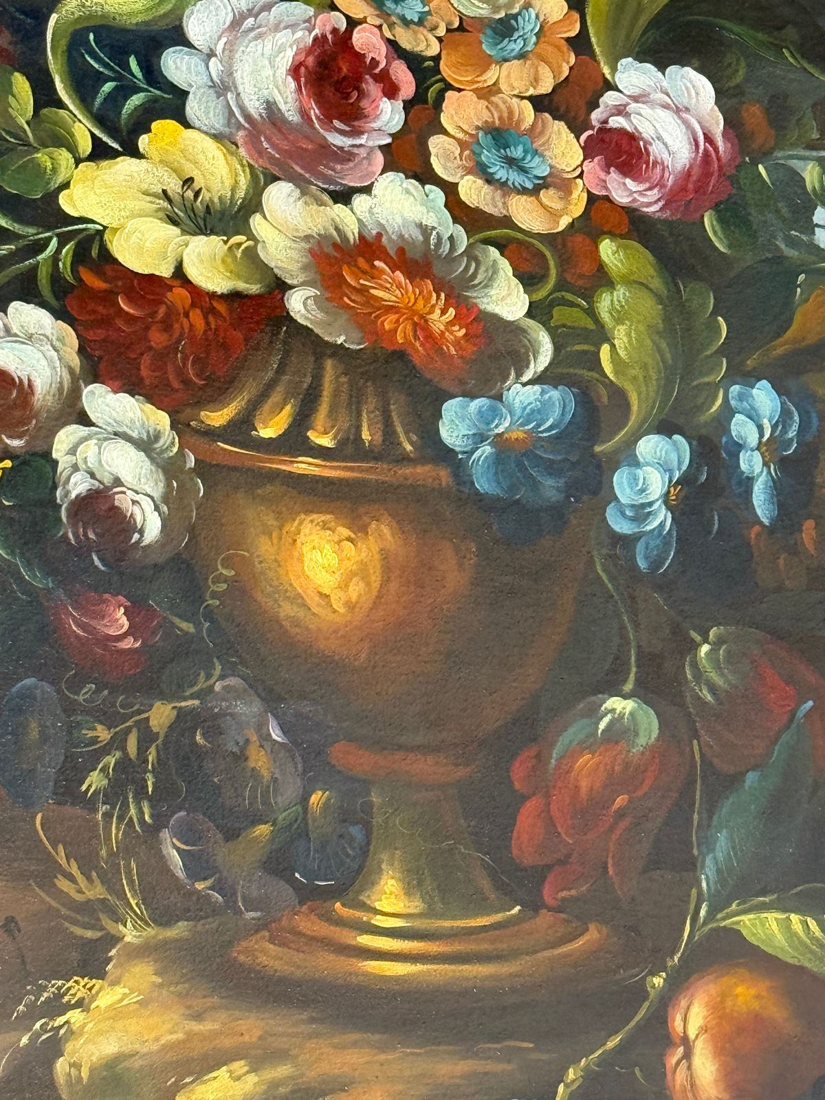 Large Oil On Canvas In The Manner Of Jan Van Huysum Floral Fine Art Painting photo for sale