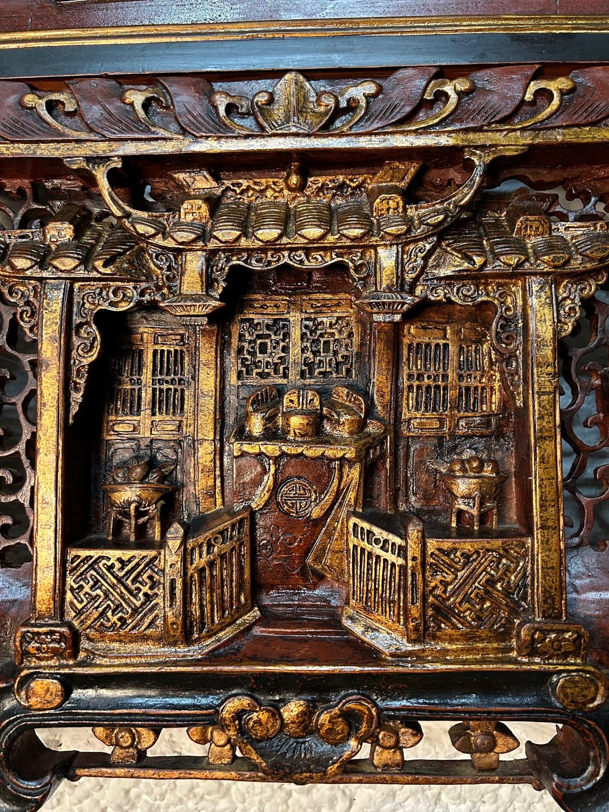 Antique Chinese Arch Way Oriental Doorway Altar photo vinterior