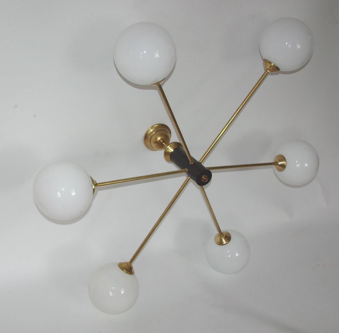 Stilnovo 1960s Style Chandelier | Brass, Glass And Metal photo Lighting