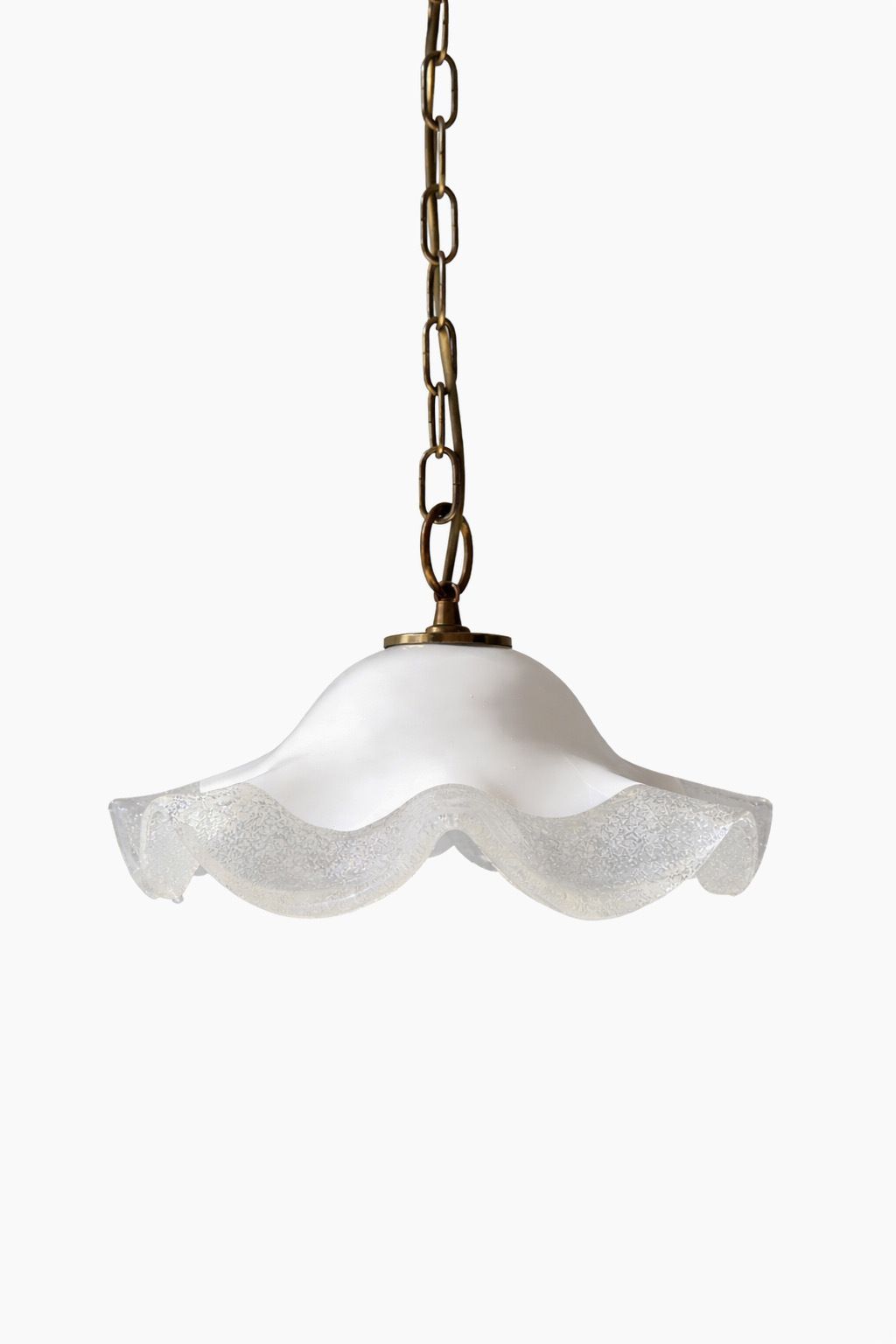 Vintage Opaline Murano Glass Pendant Lamp With Brass Chain From 1970's photo furniture