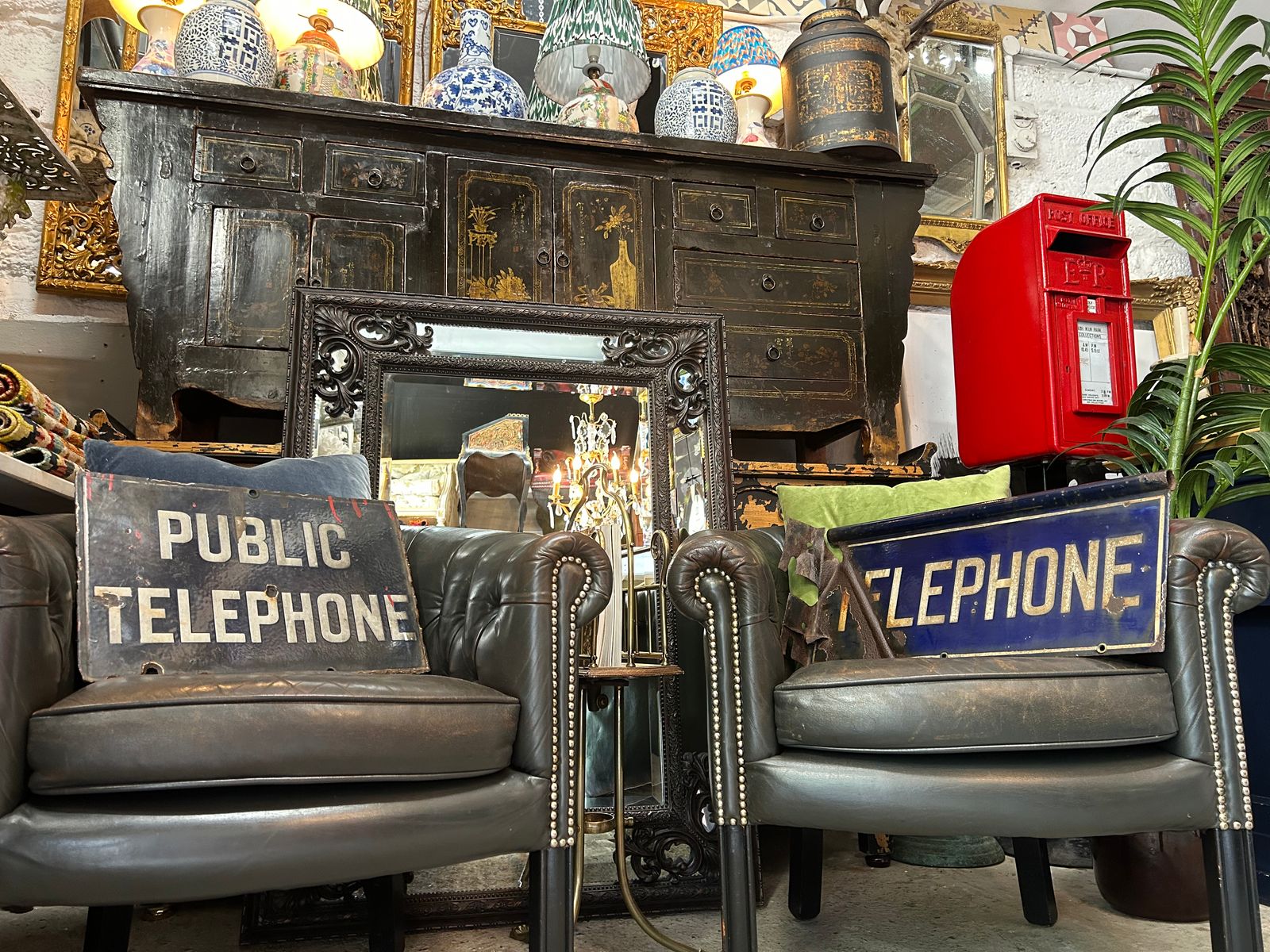 Vintage Enamel Public Telephone Sign Double Sided, 46x31 Cm. photo buy