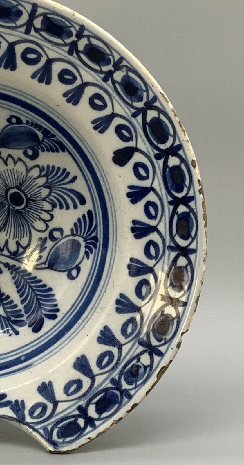 18th Century Dutch Delft Barber's Bowl Bleeding Dish Blue And White Tin Glaze photo vintage