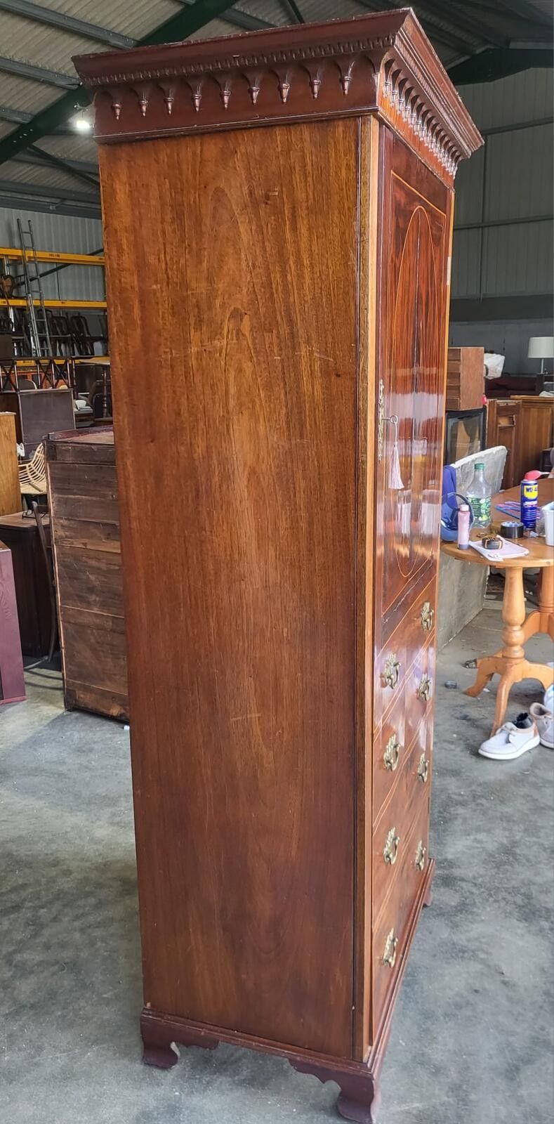 Furniture Antique Inlaid Mahogany Single Slim Wardrobe Cupboard photo