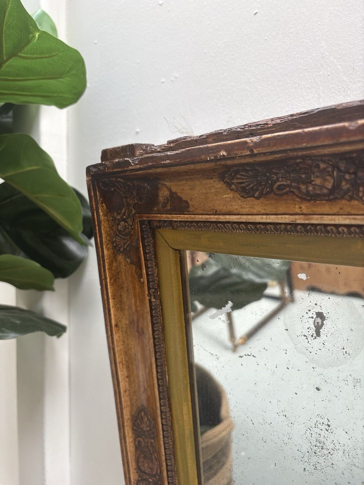 19th Century Antique French Empire Featuring Heavily Foxed Plate Mirror photo for sale