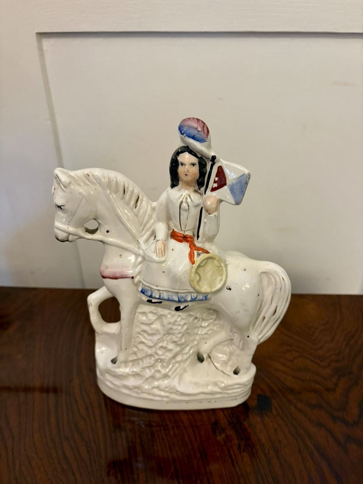 Antique 19th Century Staffordshire Equestrian Figure Of Joan Of Arc