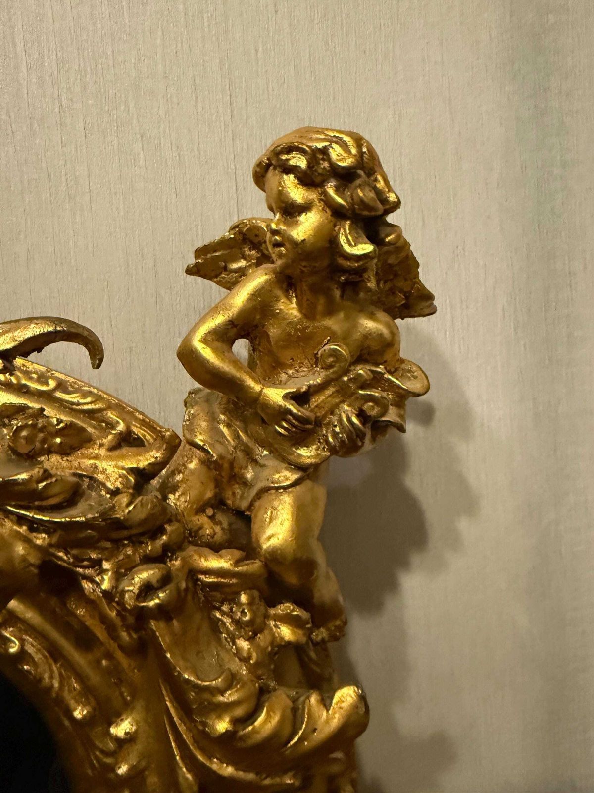 Gilt Wood French Mirror With Cherub Detail photo Home Decor