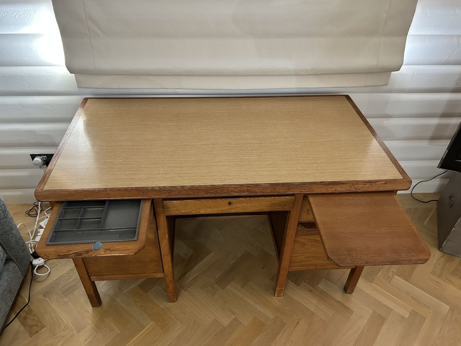 Antique Wooden Teacher Desk photo Furniture