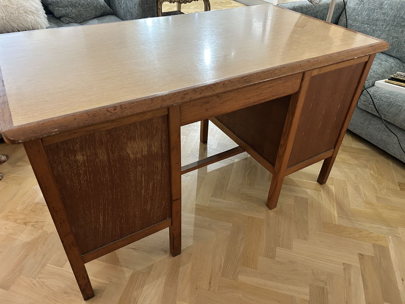 Furniture Antique Wooden Teacher Desk photo