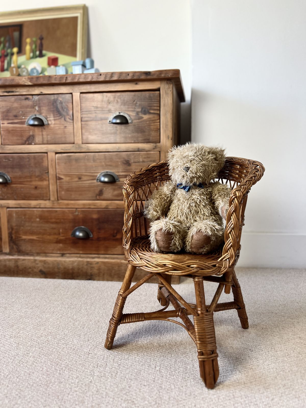 Vintage Rattan Woven Wicker Children's Chair photo furniture
