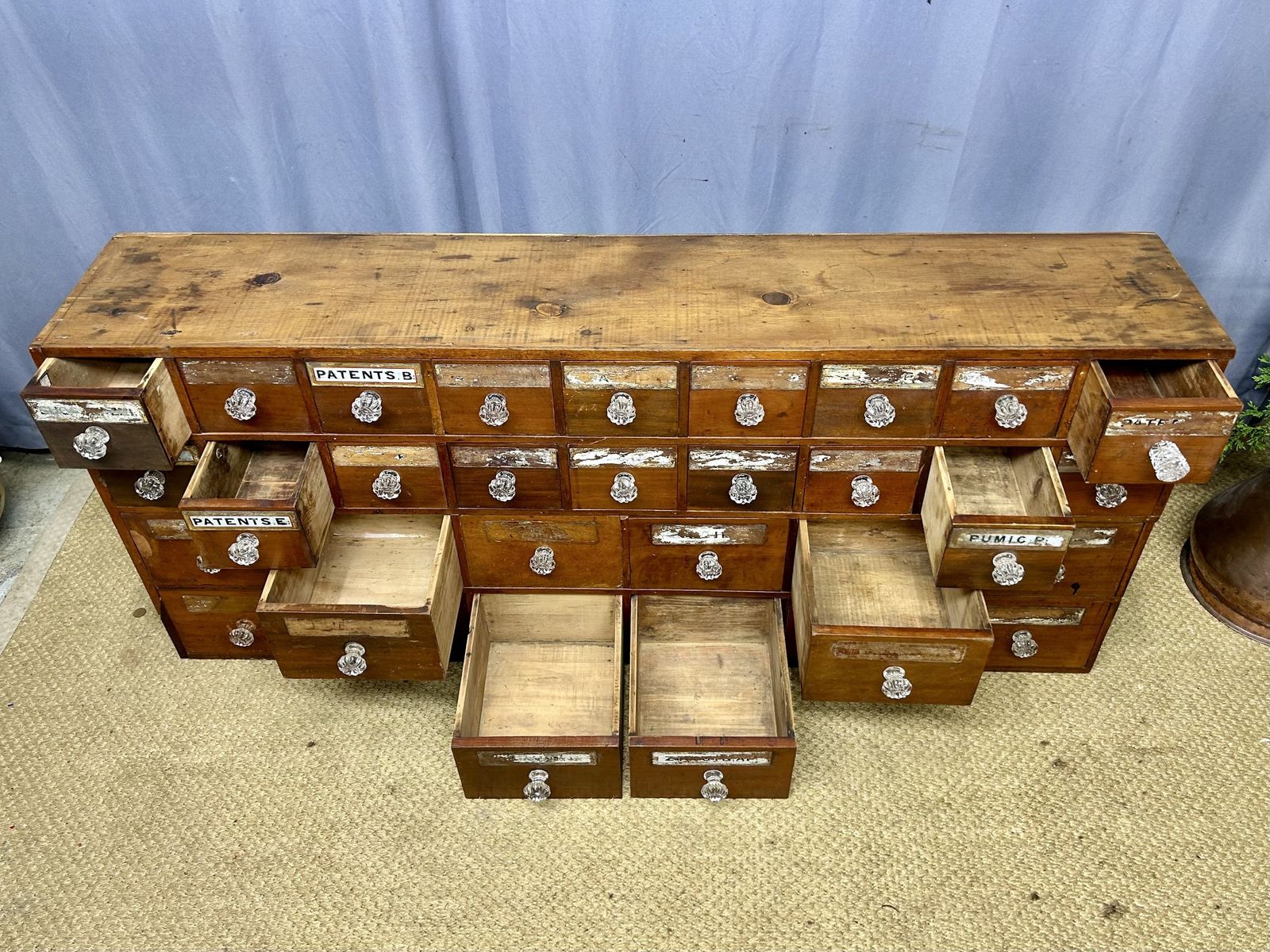 photo furniture Antique Haberdashery Cabinet Chemist Bank Of Drawers Apothecary Chest Of Drawers
