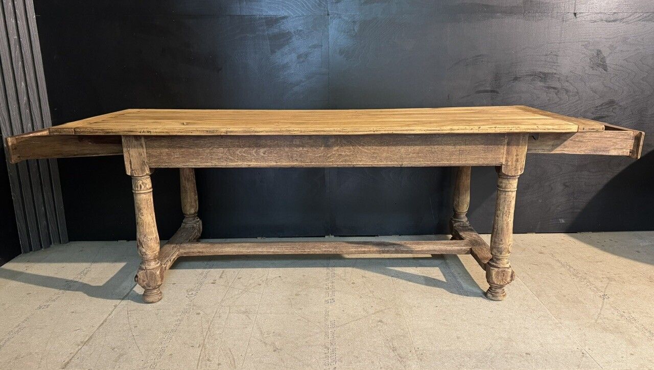 19th Century French Oak Farmhouse Dining Table photo vintage