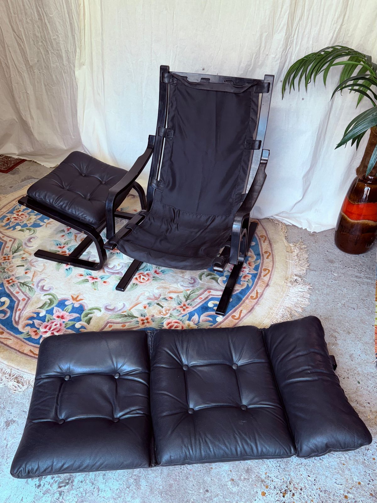 Danish Style Retro Chair And Footstool Siesta Lounge Chair photo vintage