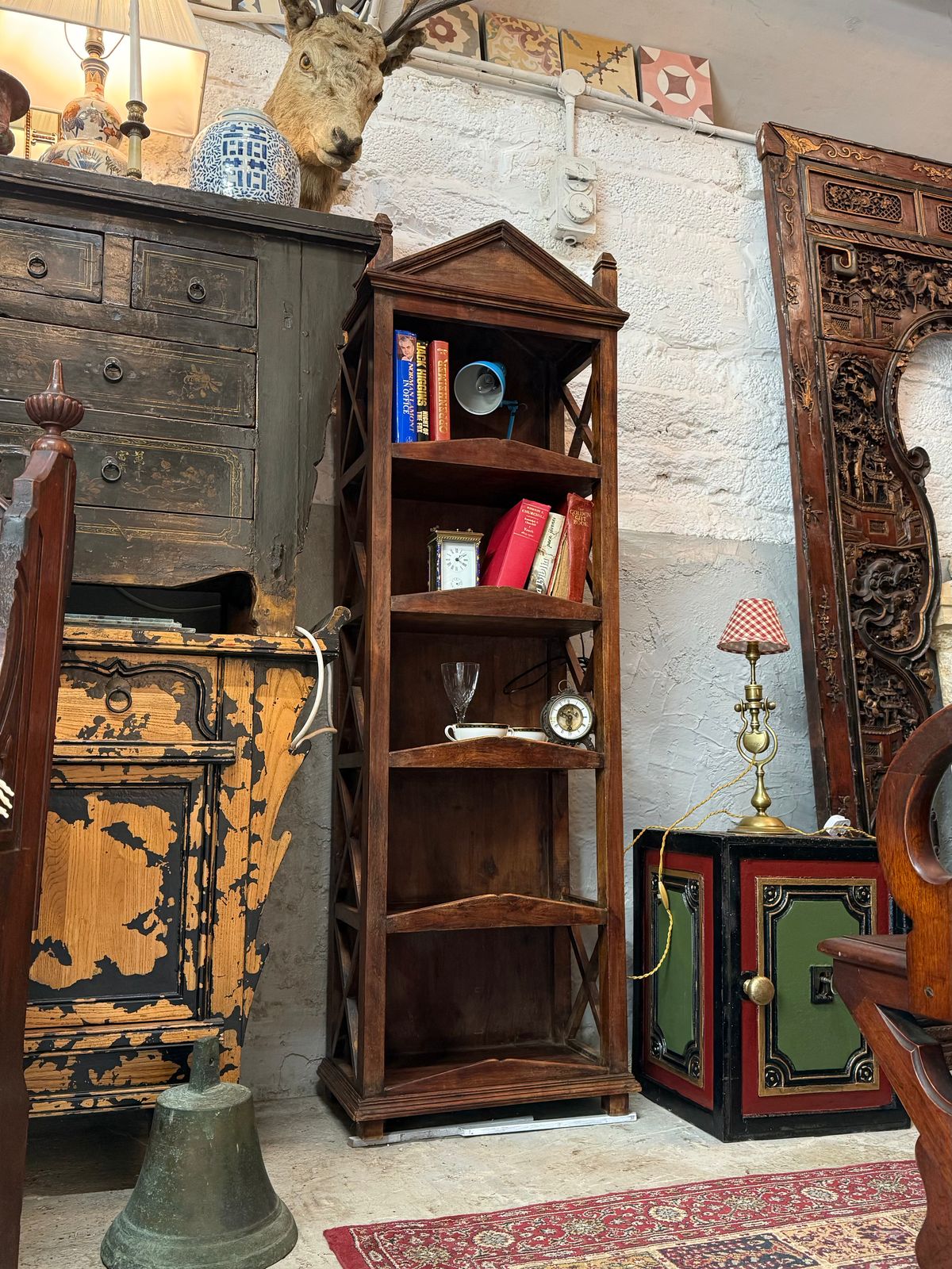 Hardwood Indian Bookcase Rustic Wood Shelves photo Furniture
