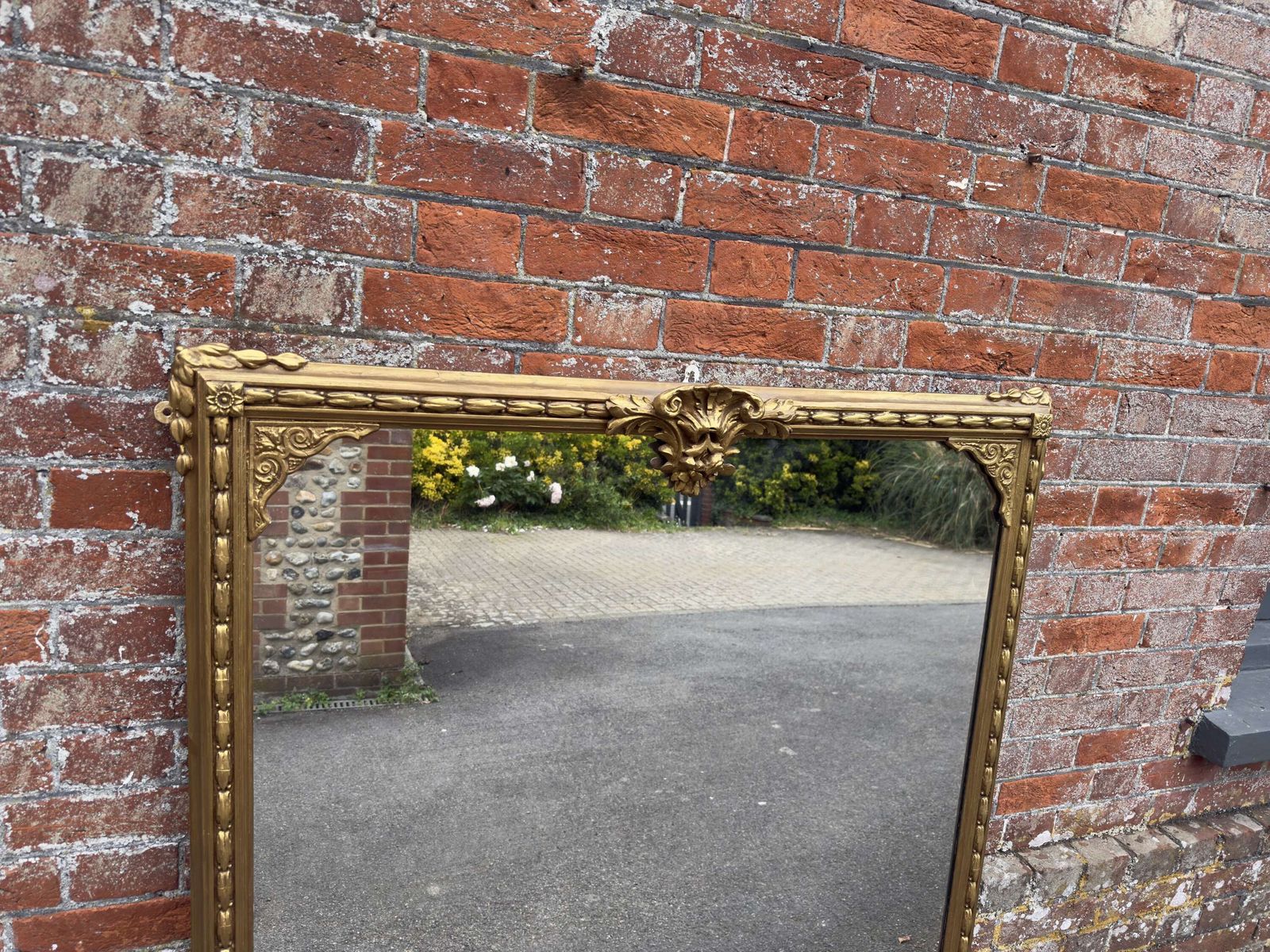 A Delightful Large Antique English 19th Century Gilt Overmantle Mirror. photo for sale