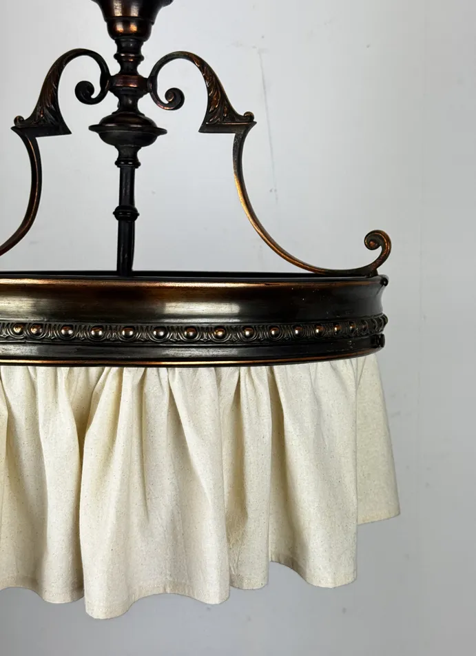 Art Nouveau Ring Pendant Light With Calico Skirt (56286) photo for sale