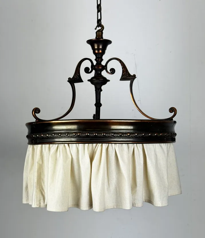 Art Nouveau Ring Pendant Light With Calico Skirt (56286) photo 595.0