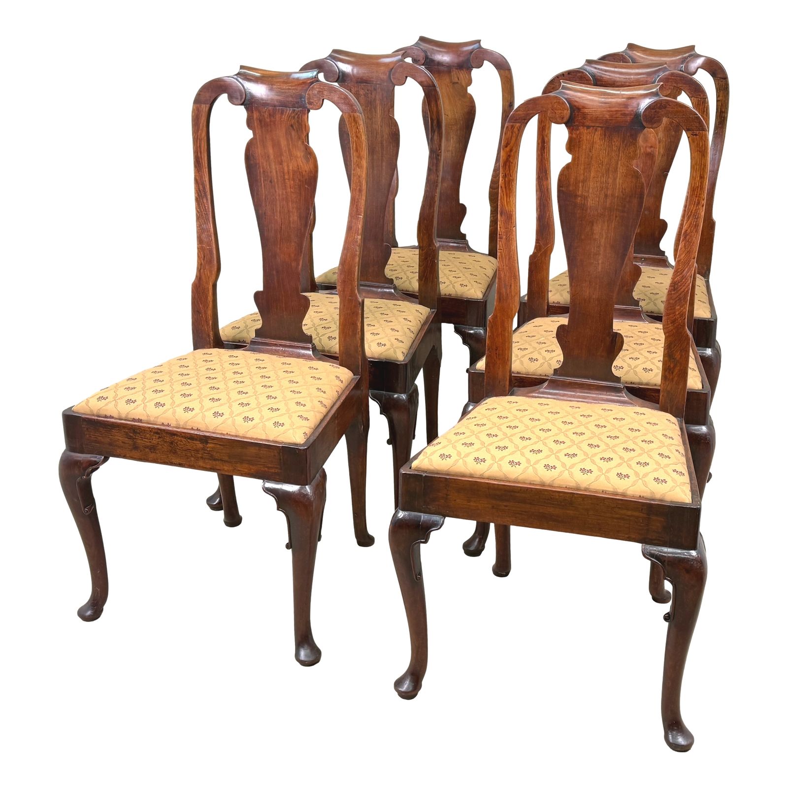 Early 18th Century Queen Anne Set Of Six Walnut Dining Chairs (England, Circa 1710) photo vinterior
