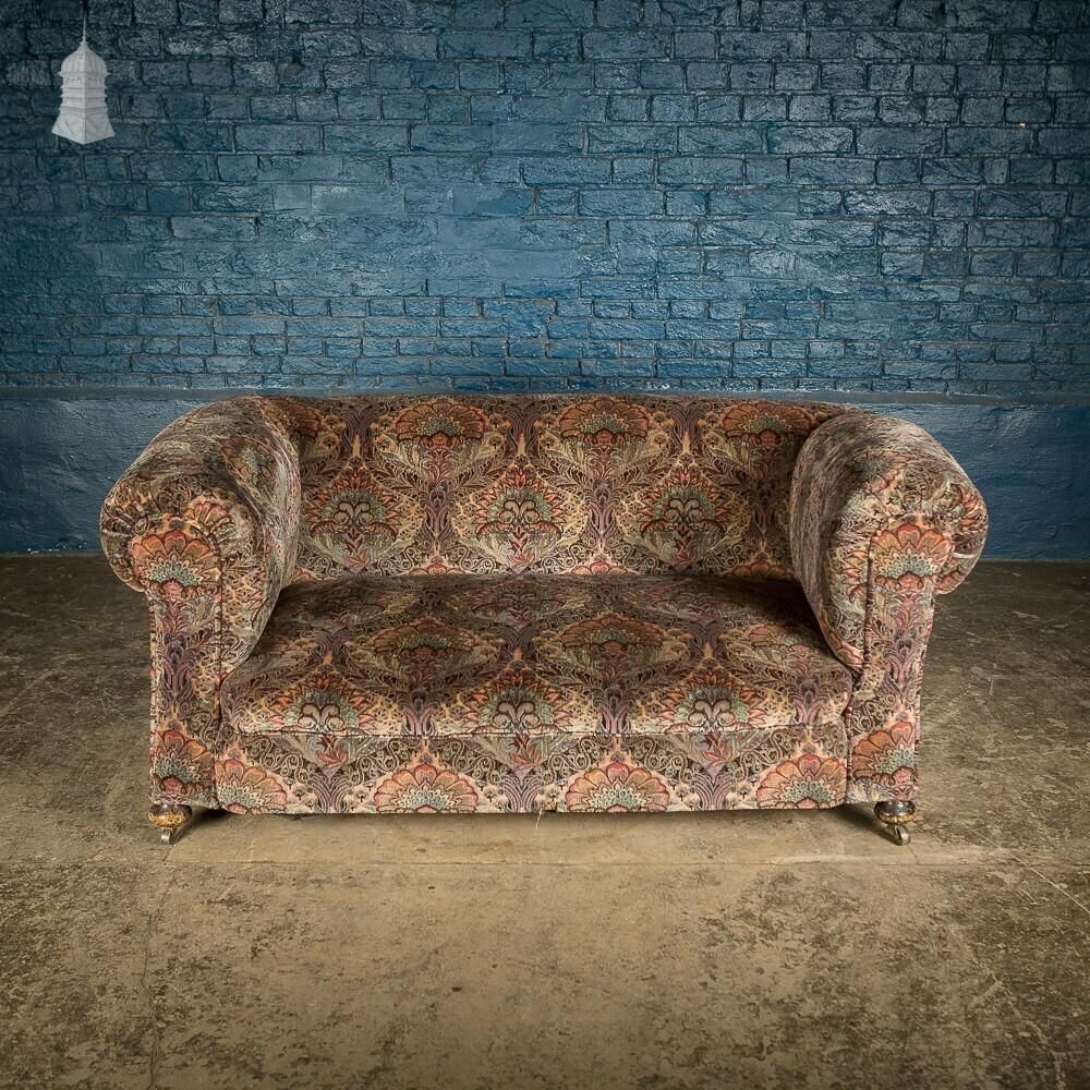 Victorian Style Drop Down Club Sofa Featuring Re Upholstered Fabric Inspired By William Morris Designs photo for sale