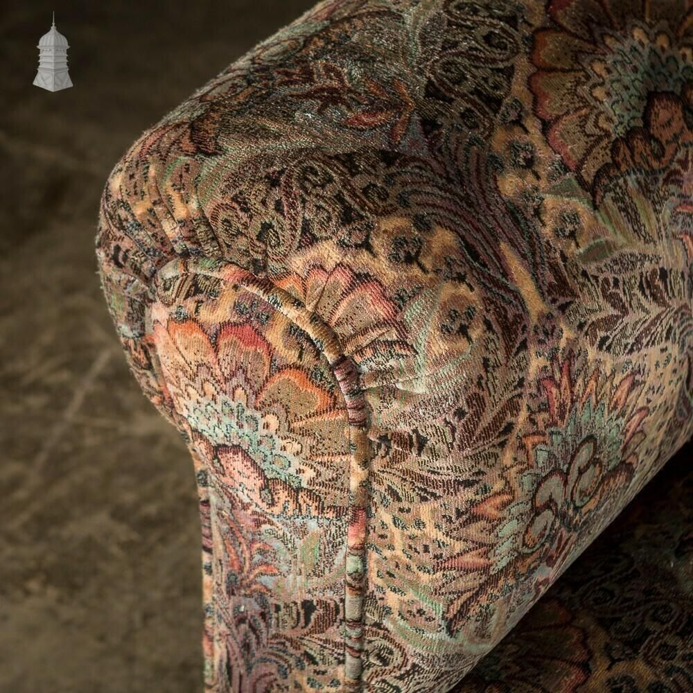 Furniture Victorian Style Drop Down Club Sofa Featuring Re Upholstered Fabric Inspired By William Morris Designs photo