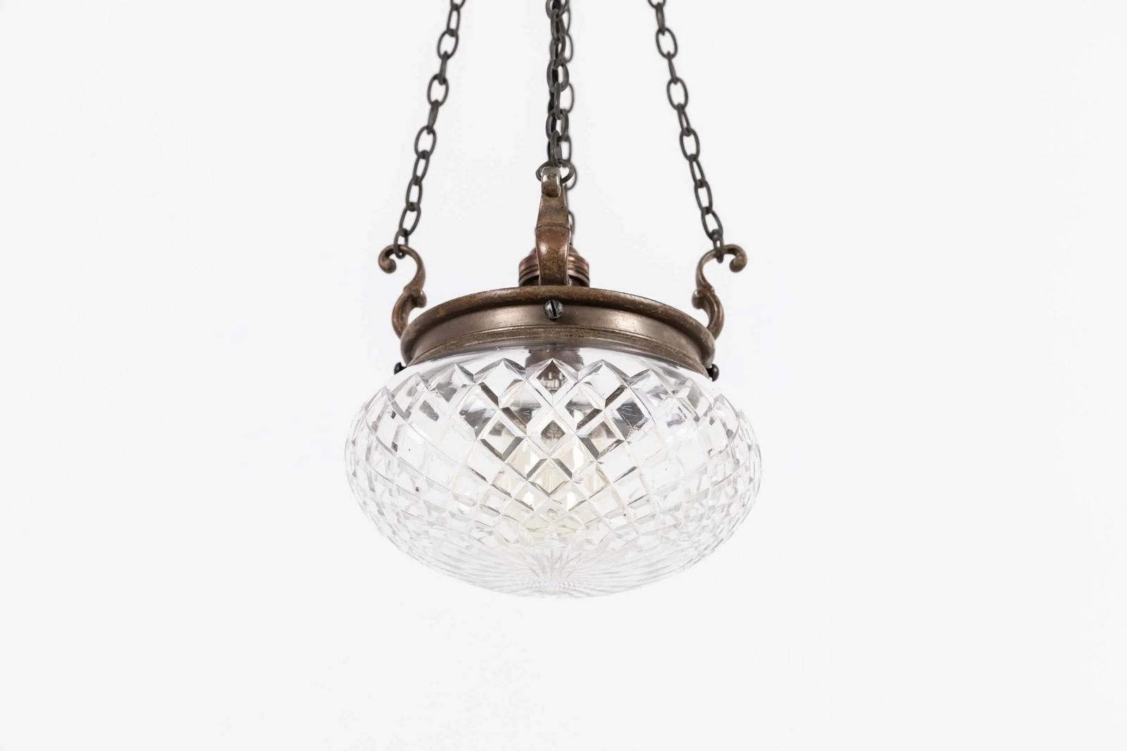 Diminutive Edwardian Cut Glass Pendant Light photo for sale