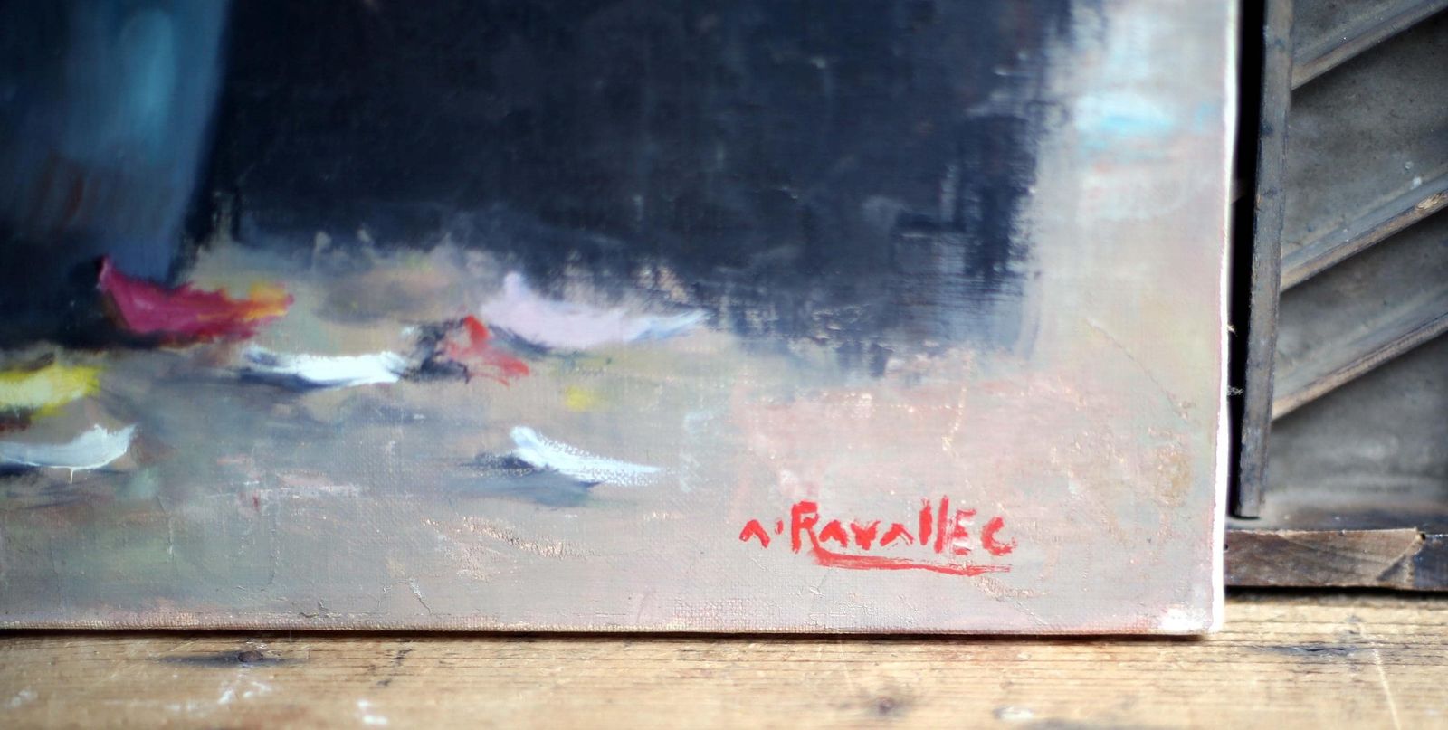 Original Adrien Ravallec Still Life Oil Painting Roses On Canvas Antique Floral Art photo Art