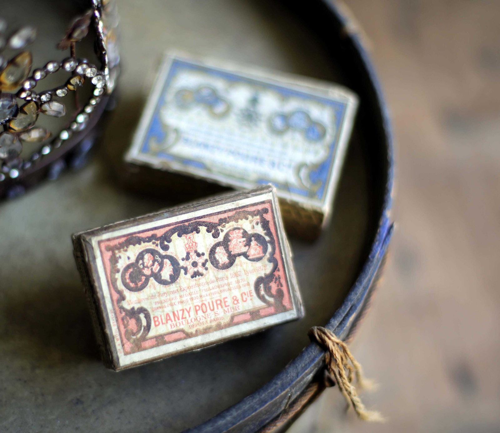 2 Boxes Of Antique French Ink Pen Nibs Advertising Box Blanzy Poure & Cie photo furniture