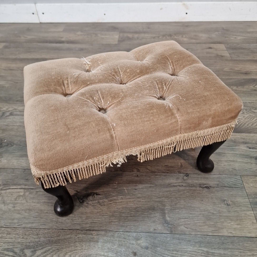 Vintage Tufted Foot Stool Queen Anne Style Upholstered Ottoman For Restoration photo furniture