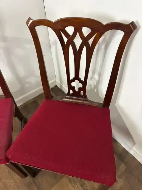 Vintage Set Of Four Mahogany Dining Chairs photo vintage