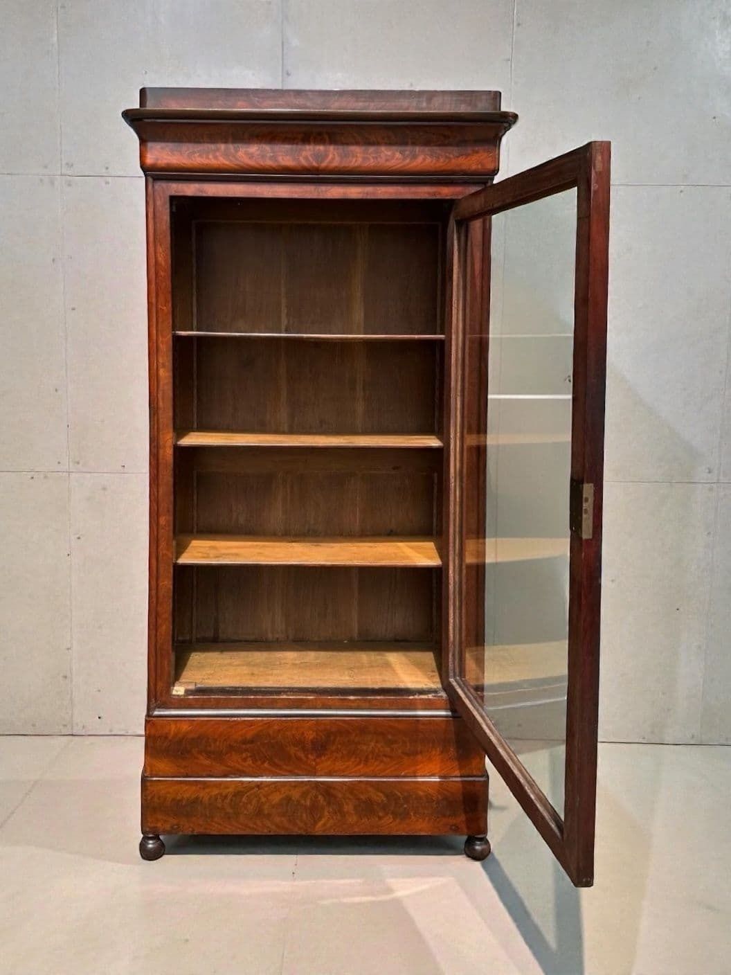 Antique Glazed Armoire Display Cabinet French Oak Dark Burle Walnut Exterior photo vinterior