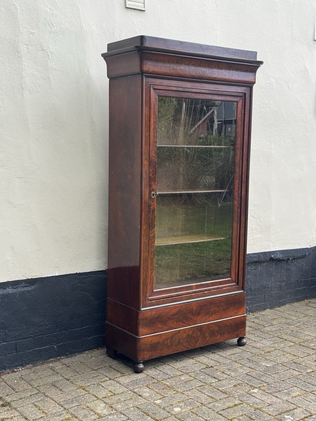 Antique Glazed Armoire Display Cabinet French Oak Dark Burle Walnut Exterior photo buy