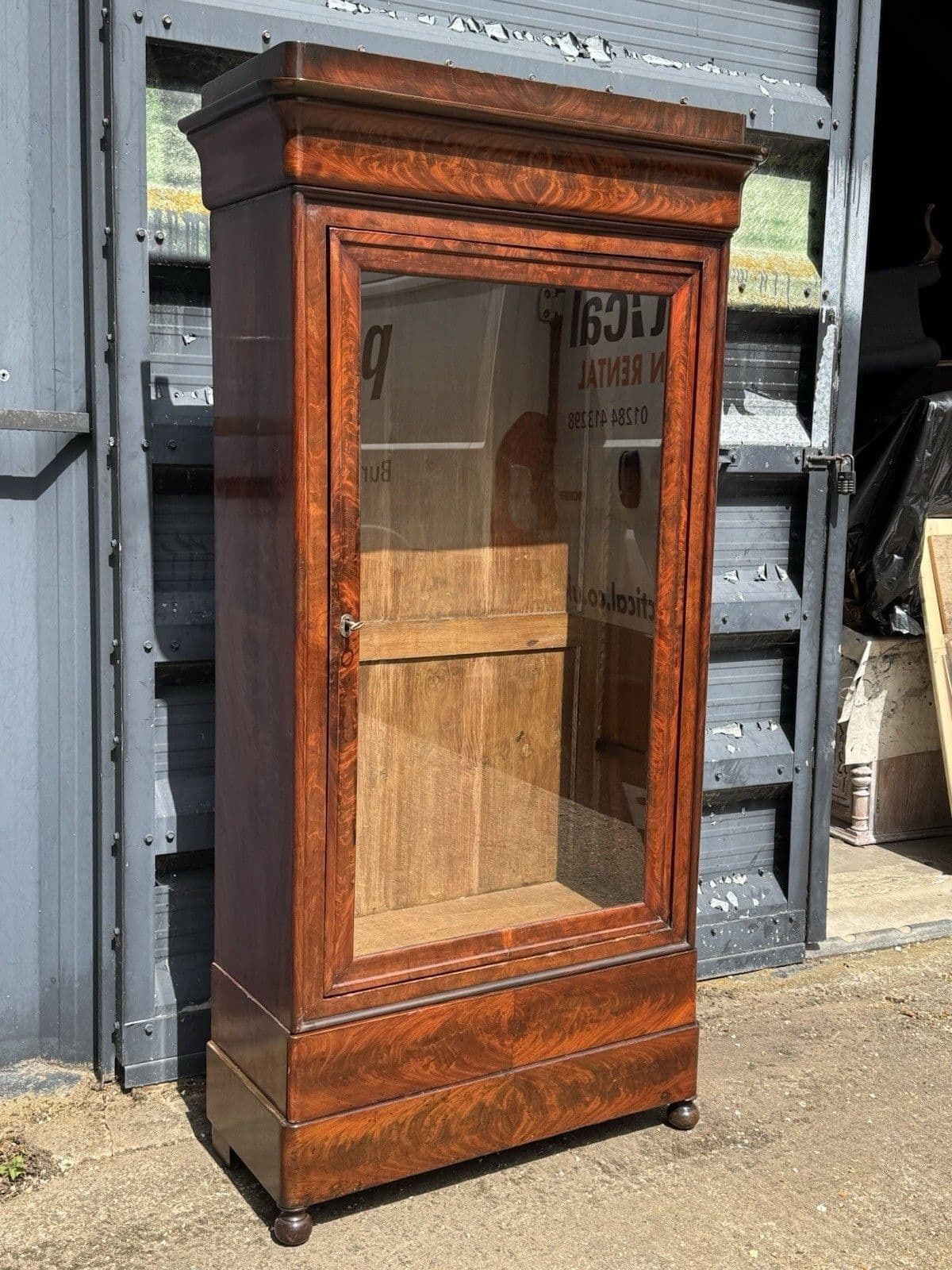photo for sale Antique Glazed Armoire Display Cabinet French Oak Dark Burle Walnut Exterior