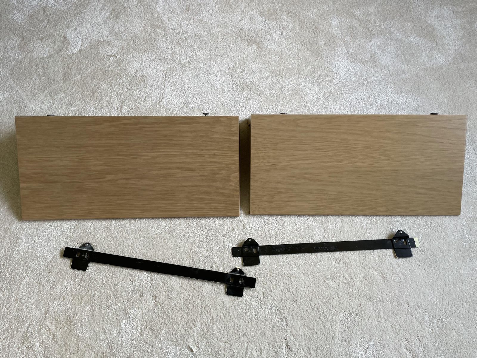 Pair Of Mid Century Tapley Light Oak Floating Shelves With Mounting Brackets photo 70.0