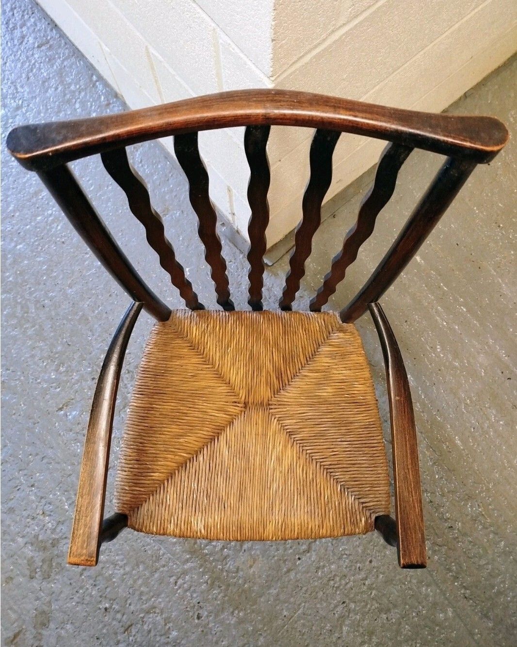 Liberty & Co Arts & Crafts Rush Seat Armchair With Wavy Splats C.1900 photo buy