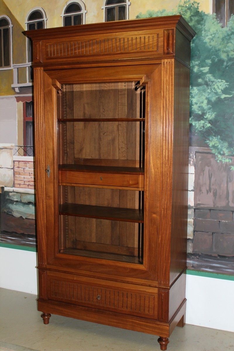 Wardrobe 1 Door Glazed Mahogany 20th photo Furniture