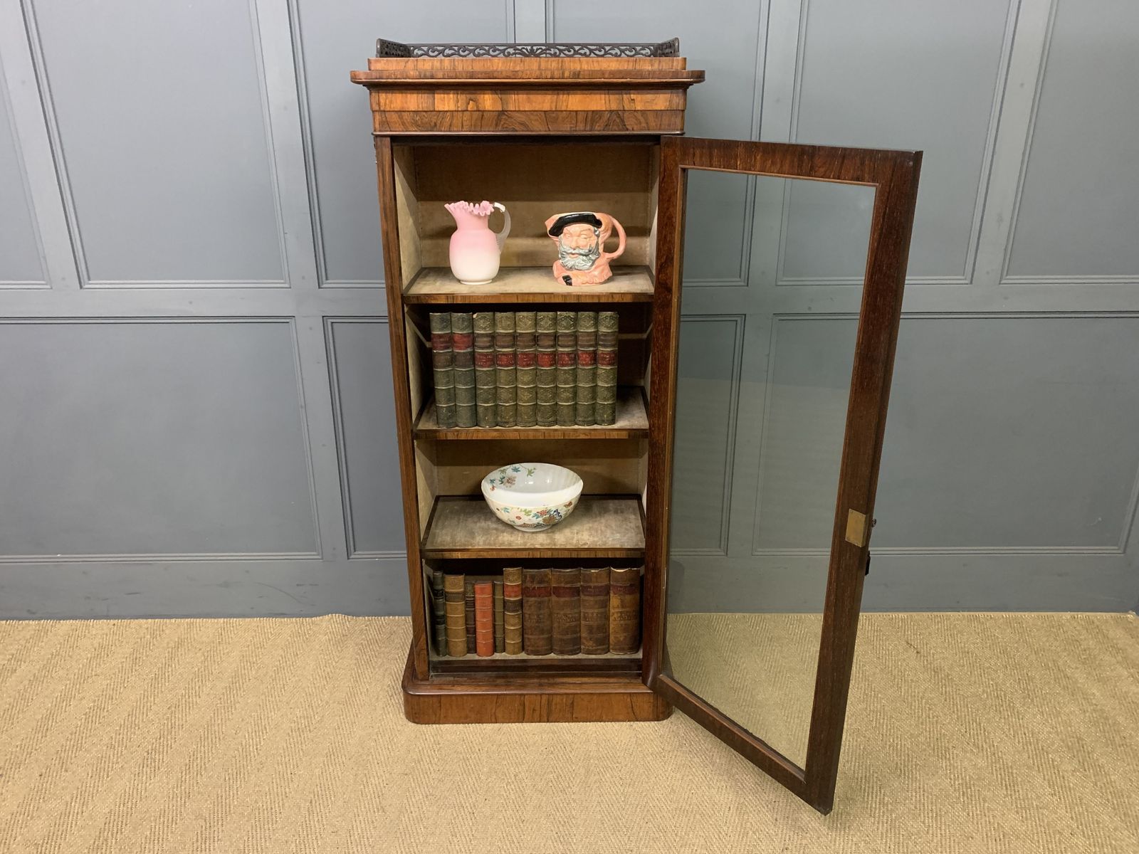 photo vintage Victorian Rosewood Bookcase Cabinet By James Winter