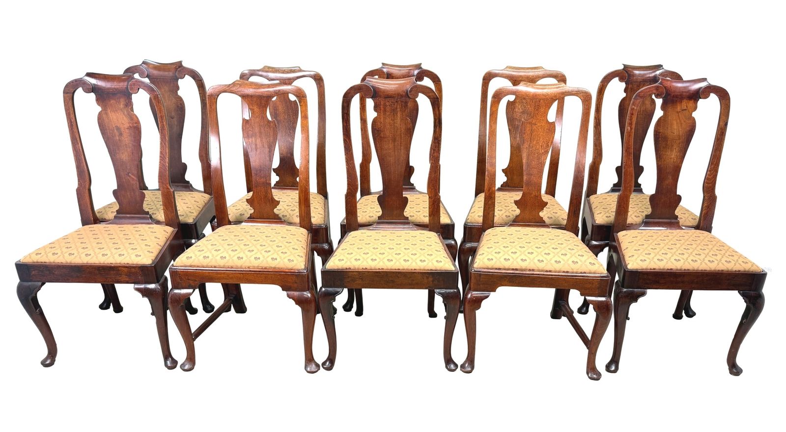 Harlequin Set Of 10 Early 18th Century Walnut Dining Chairs (England, Circa 1715)