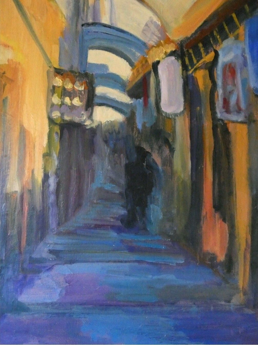 Large Impressionist Street Scene Oil Painting Signed D Ellis photo vinterior
