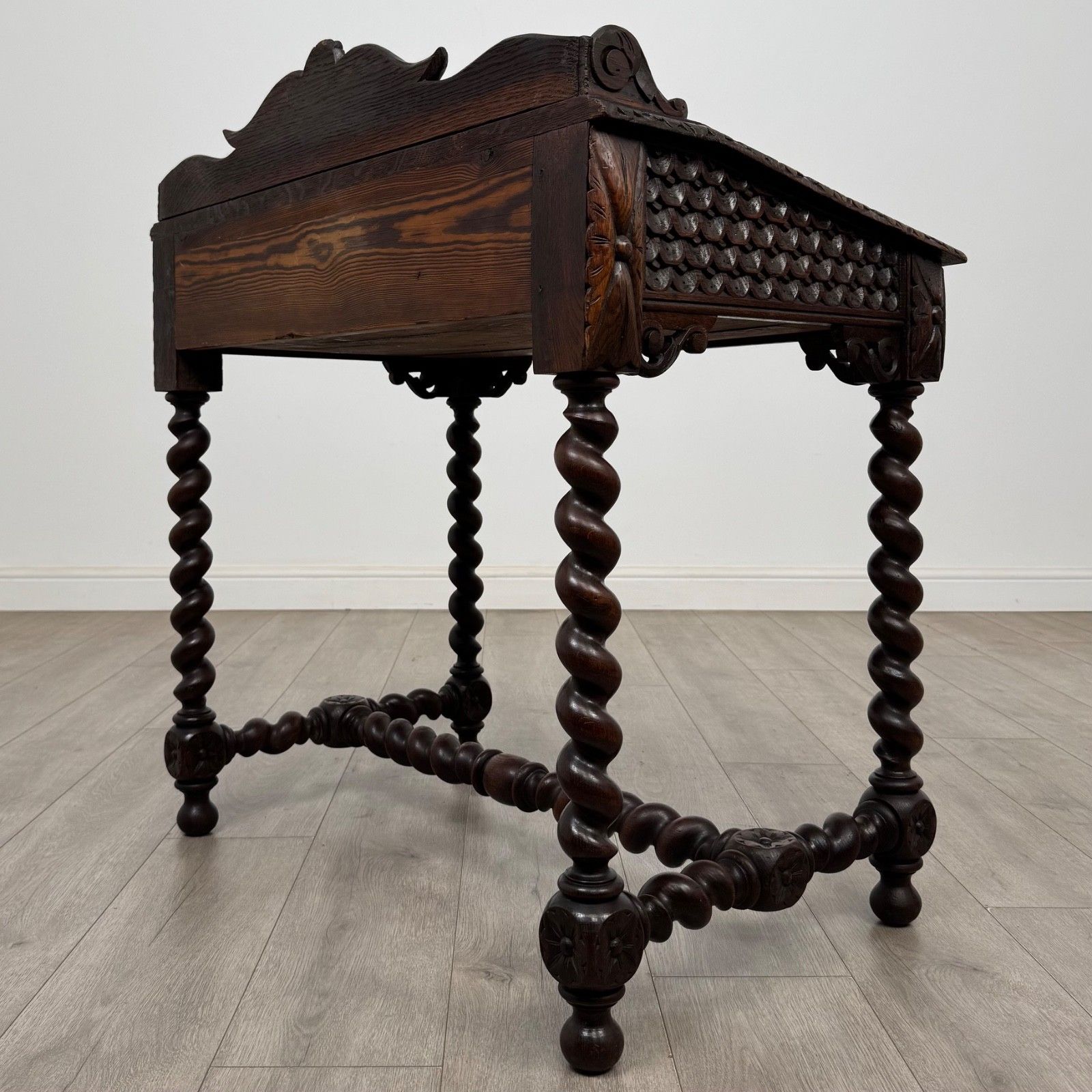 Antique 19th Century Victorian Carved Oak Writing Table ( Af 5800 ) photo vinterior