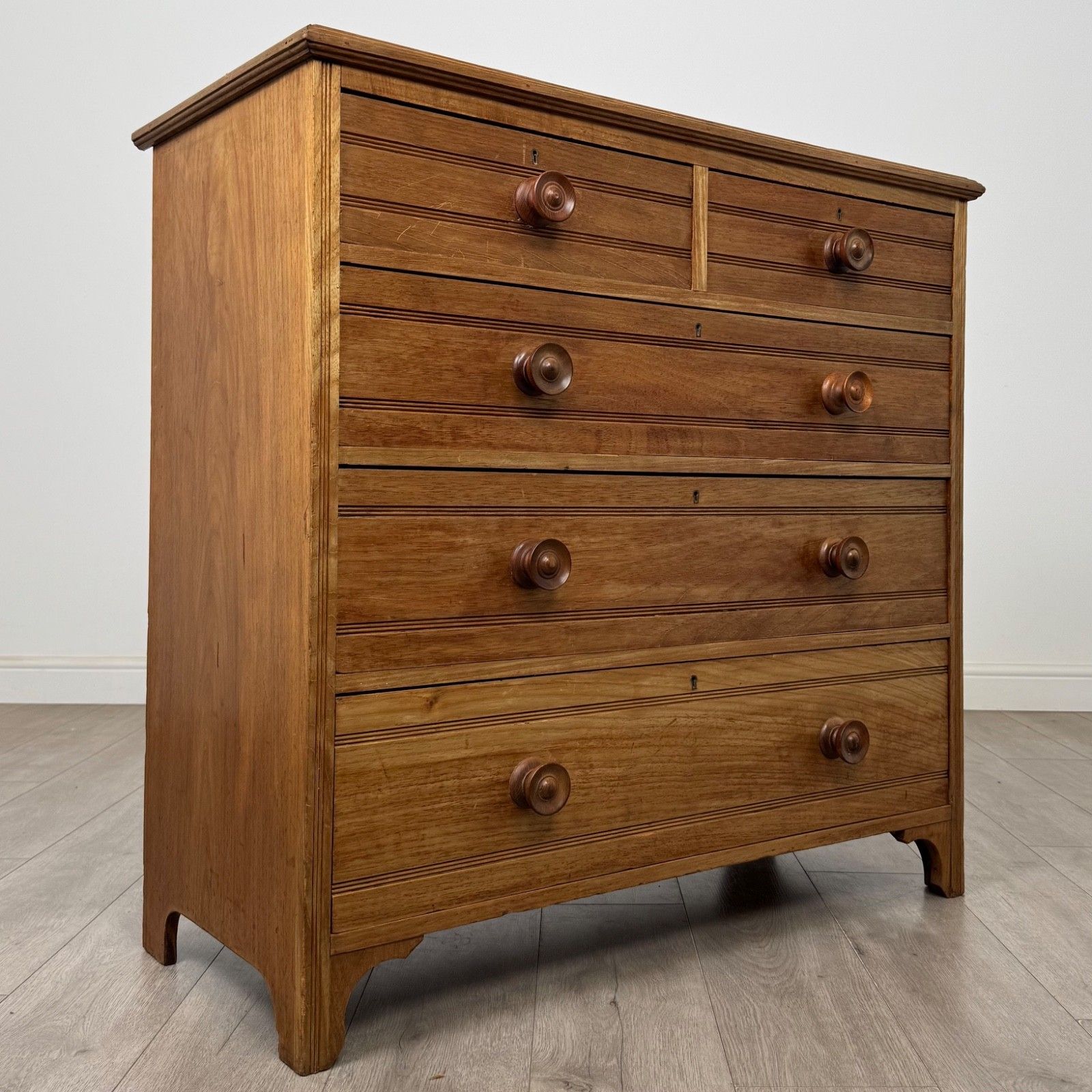 Antique 20th Century Edwardian Chest Of Drawers In Oak ( Af 5807 ) photo vintage