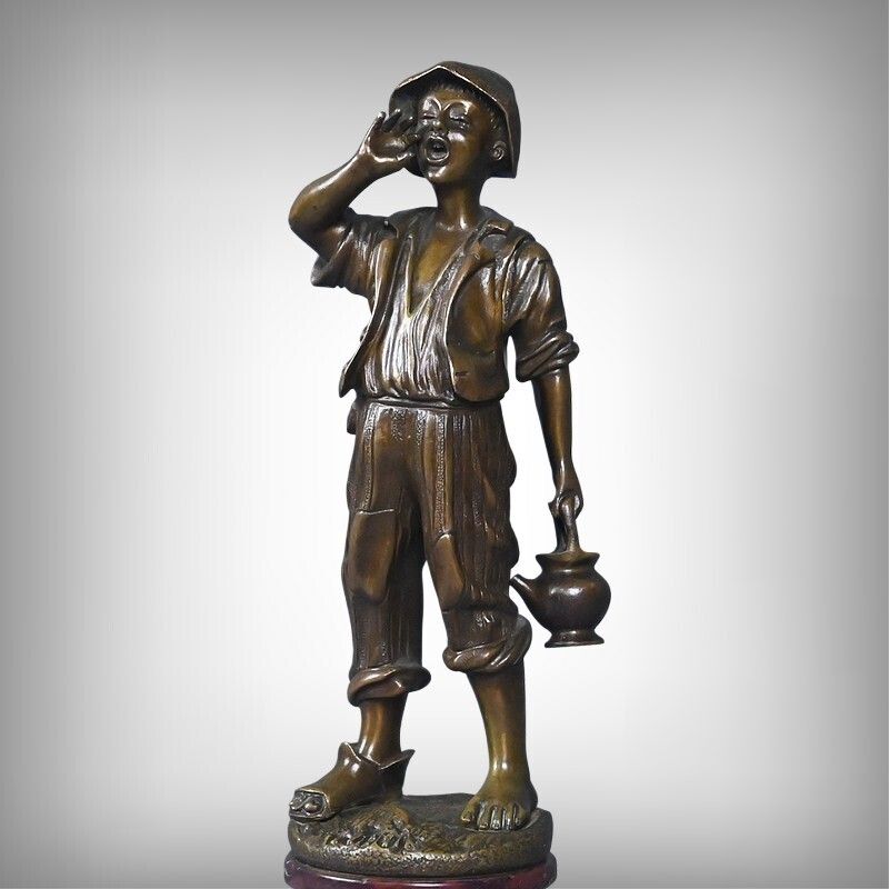 Bronze Sculpture "The Little Water Carrier" Signed Dubois – Late 19th Century photo furniture