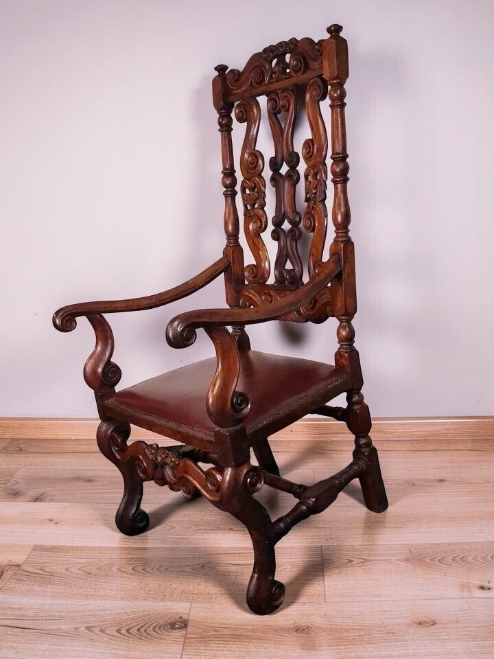 Early 19th Century Oak Carved Arm Chair Gorgeous For Display photo vinterior