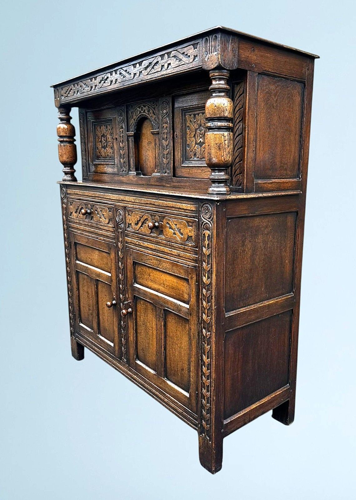 photo buy Carved Oak Court Cupboard / Sideboard