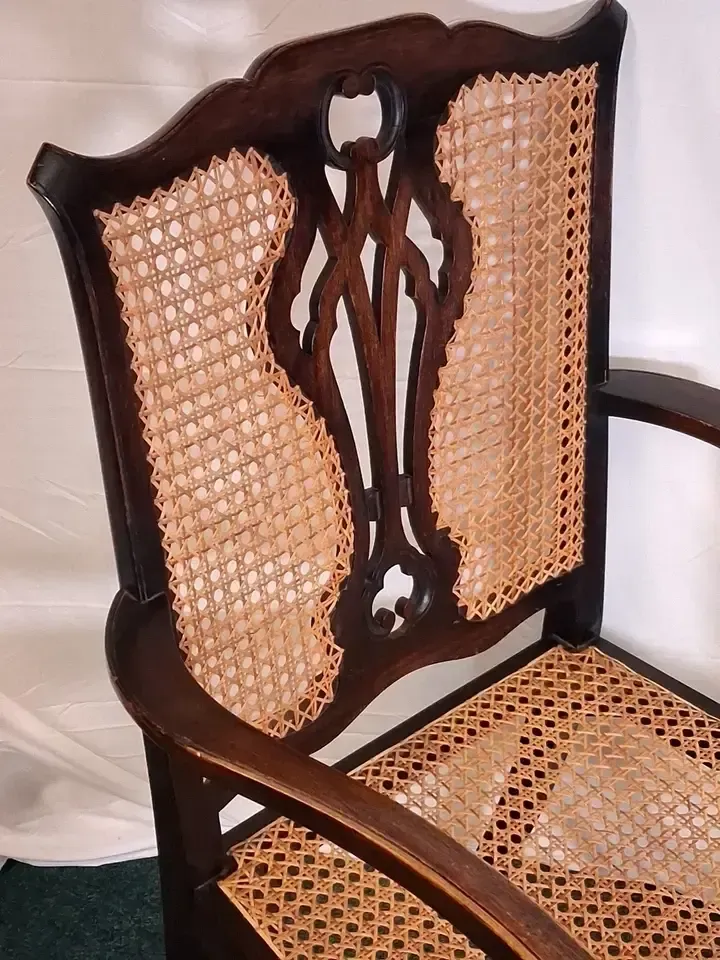 Antique Victorian Queen Anne Style Chair Walnut And Cane photo buy