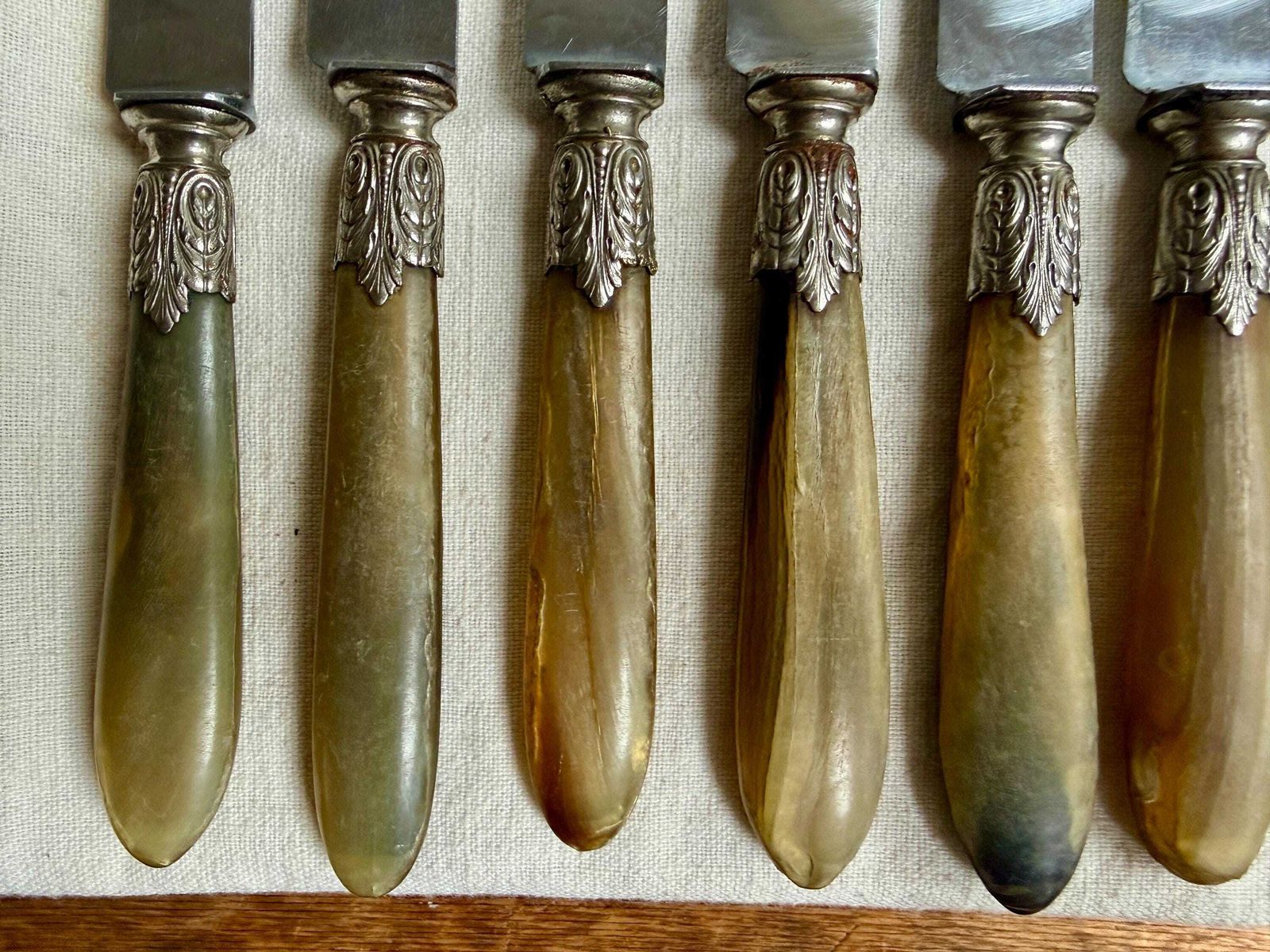 photo for sale Set Of 12 French Table Knives Baroque Cutlery Flatwear Paris Steel Blades